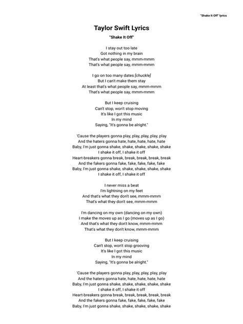 shake if off lyrics|shake it off without words.